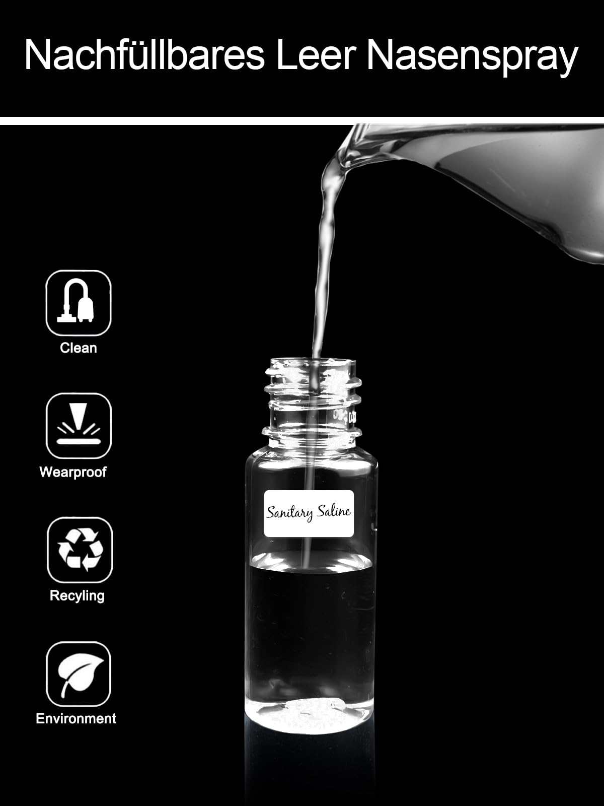 6 Piezas Botellas de Aerosol Nasal, 20ml Plástico Botella de Spray Nasal, Vacía Botellas de Pulverizador con 8 Pegatinas para Aceite Esencial Salino