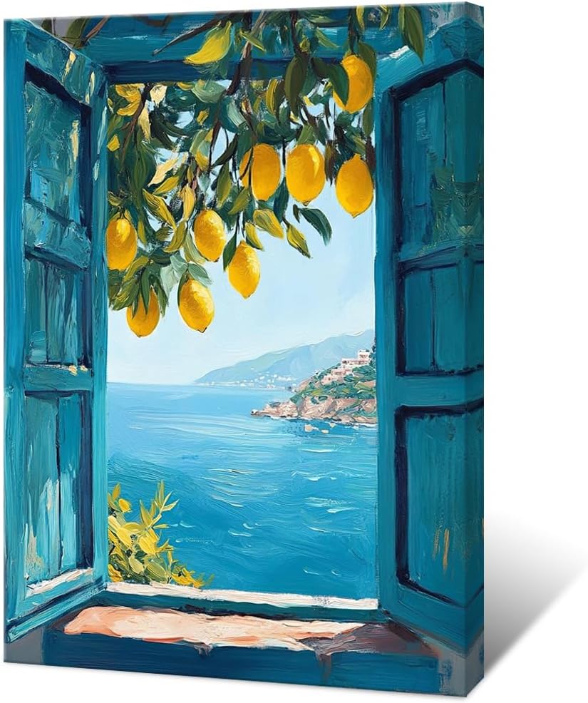 Vintage Lemon Tree Canvas Wall Art Amalfi Coastal Italian