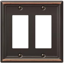 Amerelle 149RRDB Chelsea Wallplate, 2 Rocker, Steel, Aged Bronze, 1-Pack
