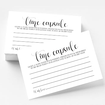 50 Baby Time Capsule Cards for 1st Birthday, time capsule box or Baby Shower Game Activity, Anniversary Cards for Baby Shower Party Supplies.4 x 6 Inch