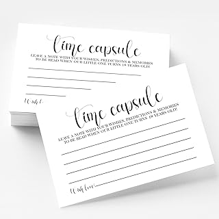 50 Baby Time Capsule Cards for 1st Birthday, time capsule box or Baby Shower Game Activity, Anniversary Cards for Baby Shower Party Supplies.4 x 6 Inch