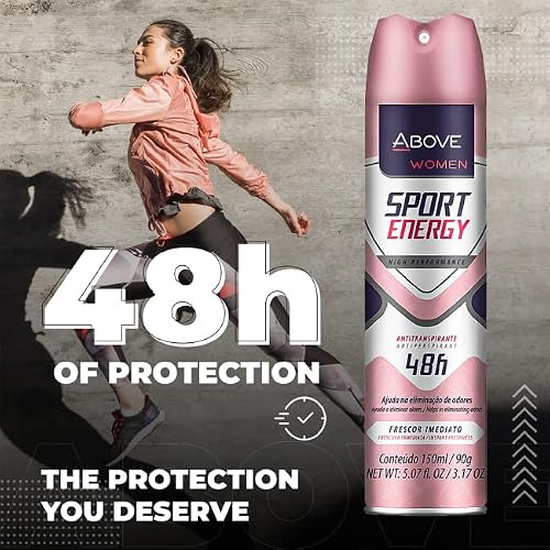 Above Sport Energy - 48 Hours Antiperspirant Deodorant Set For Women - Floral Fragrance - Dry Spray Protects Against Sweat And Body Odor - Delivers Instant Freshness - Stain And Alcohol Free - 4 Pc #TOP2