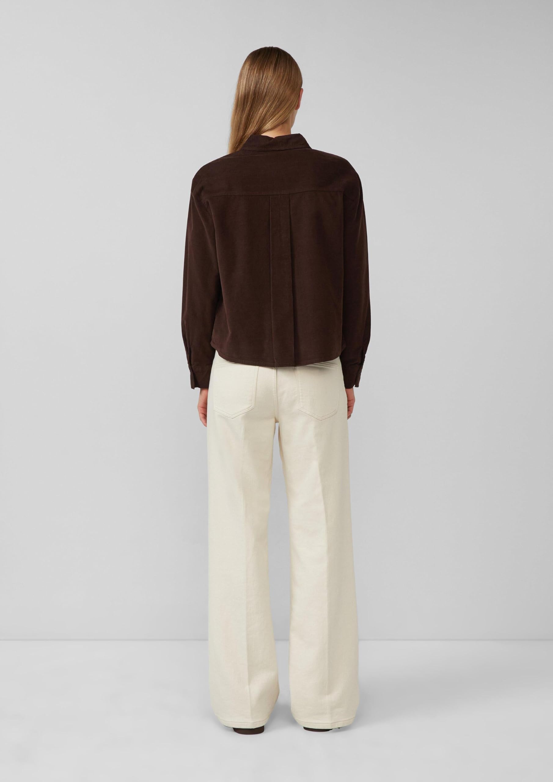 s.Oliver Damen Bluse – Feincord, Relaxed Fit, Hemdkragen