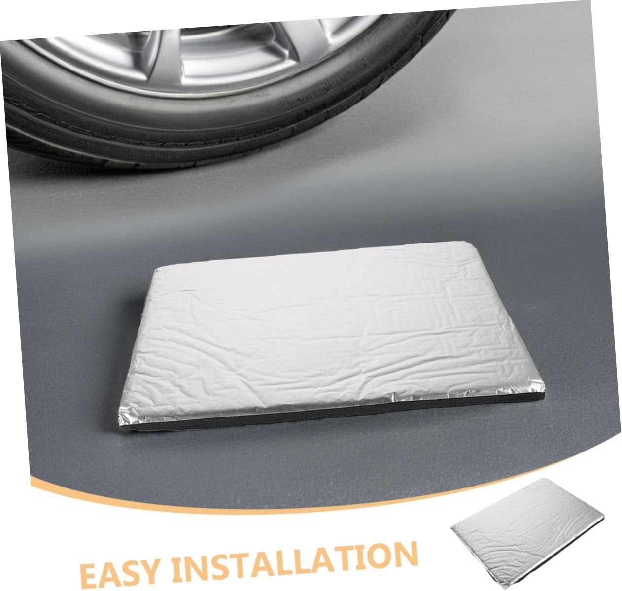 Cabilock 50pcs Car Insulation Pad Aluminum Foil Soundproofing Mat Shield Automotive Noise Reduction Pads Fire Risk Reduction Easy Installation