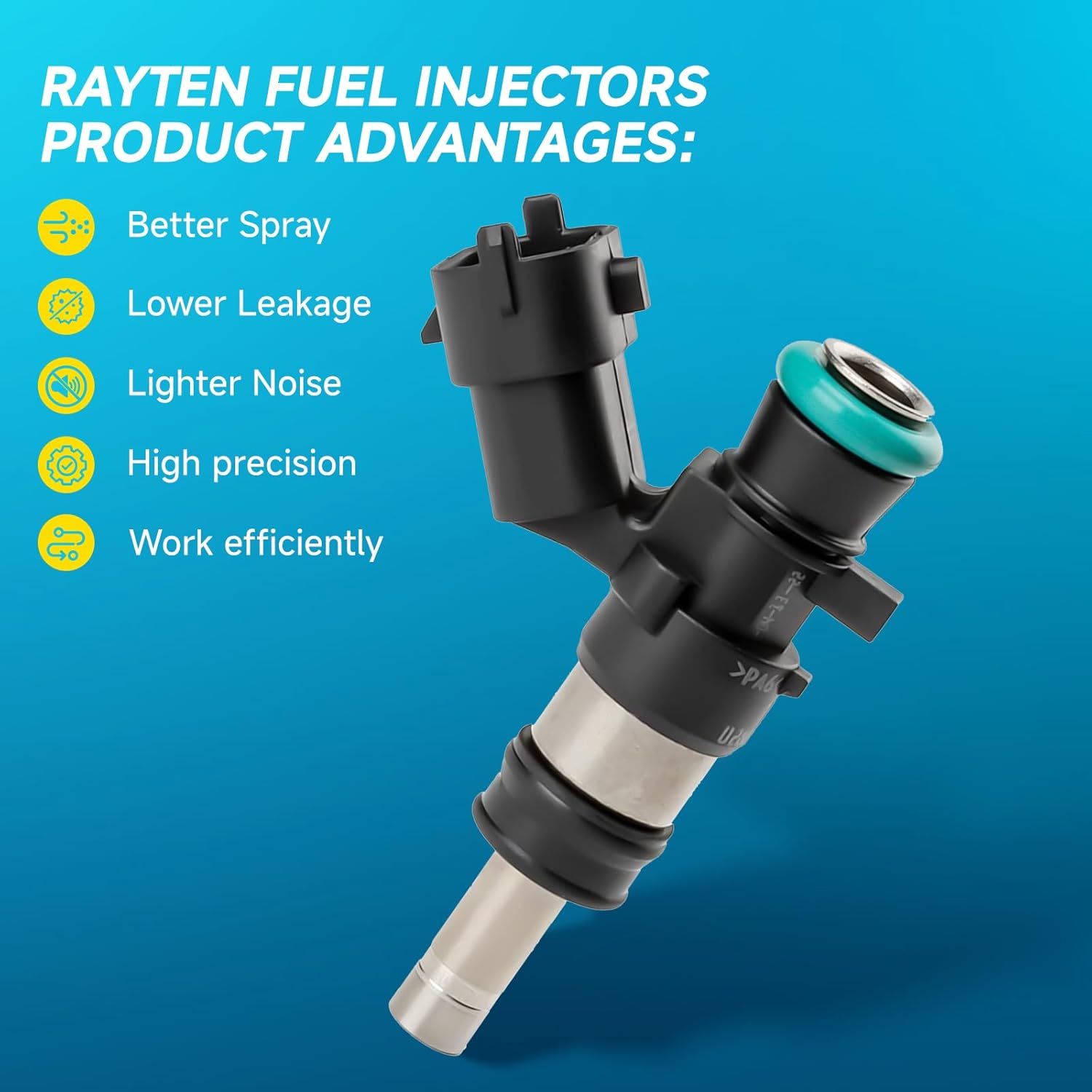 Rayten Fuel Injector set of 4 pcs fitment for 1990-1996 Acura Integra，for 1992-1996 Honda Prelude，for 1988-1991 Honda CRX Efficient Fuel Atomization Precise Injection Durable Design