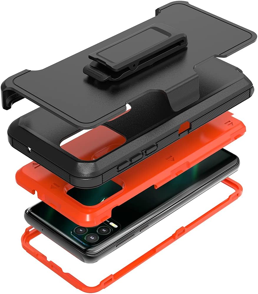 Compatible with Moto G Stylus 5G 2021 Case,with Screen Protectors,Heavy Duty Rugged Shockproof Full Body Protection Kickstand Case with Belt Clip Holster for Moto G Stylus 5G 2021 (Black)
