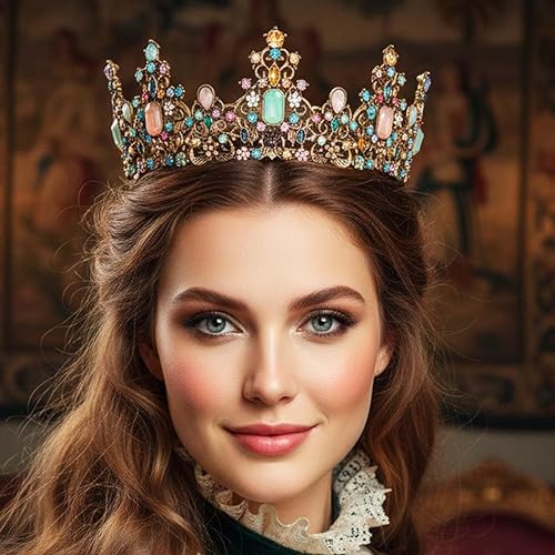 Miniatura 5 de Yean Coronas y tiaras de diamantes de imitación barrocos corona de reina nupcial de oro corona de cristal para mujer, Metal