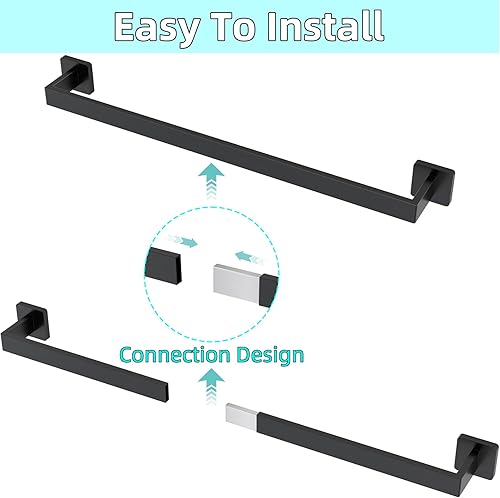 Miniatura 5 de Toallero de baño de 24 pulgadas, toalleros de 24 pulgadas para montaje en pared de baño, organizador de toallas de mano de acero inoxidable 304,