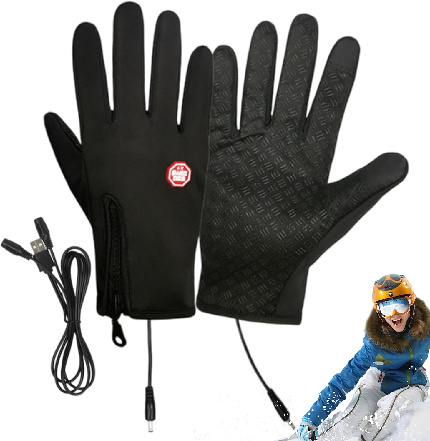 Electric Heated Gloves - Rechargeable Warm Gloves | Warm Fingerless Glove with Function, Waterproof Winter Gauntlets with Windproof Layer, Electric Heat Gauntlets, Insulated Mittens for Snow