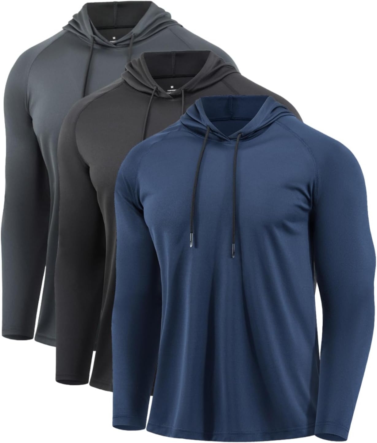 Men Quick Dry Hoodies Shirt Long Sleeve Workout Athletic Gym Pullover Hooded Shirts