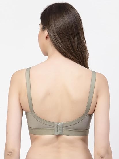 Floret Women's Non-Padded & Non-Wired Solid Full Coverage Cross-Elastic Lace Bra