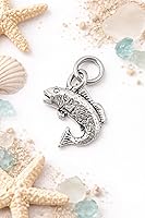 Vista 4 de Charm de plata esterlina 3D Small Bass Fish Item #307, Plata esterlina