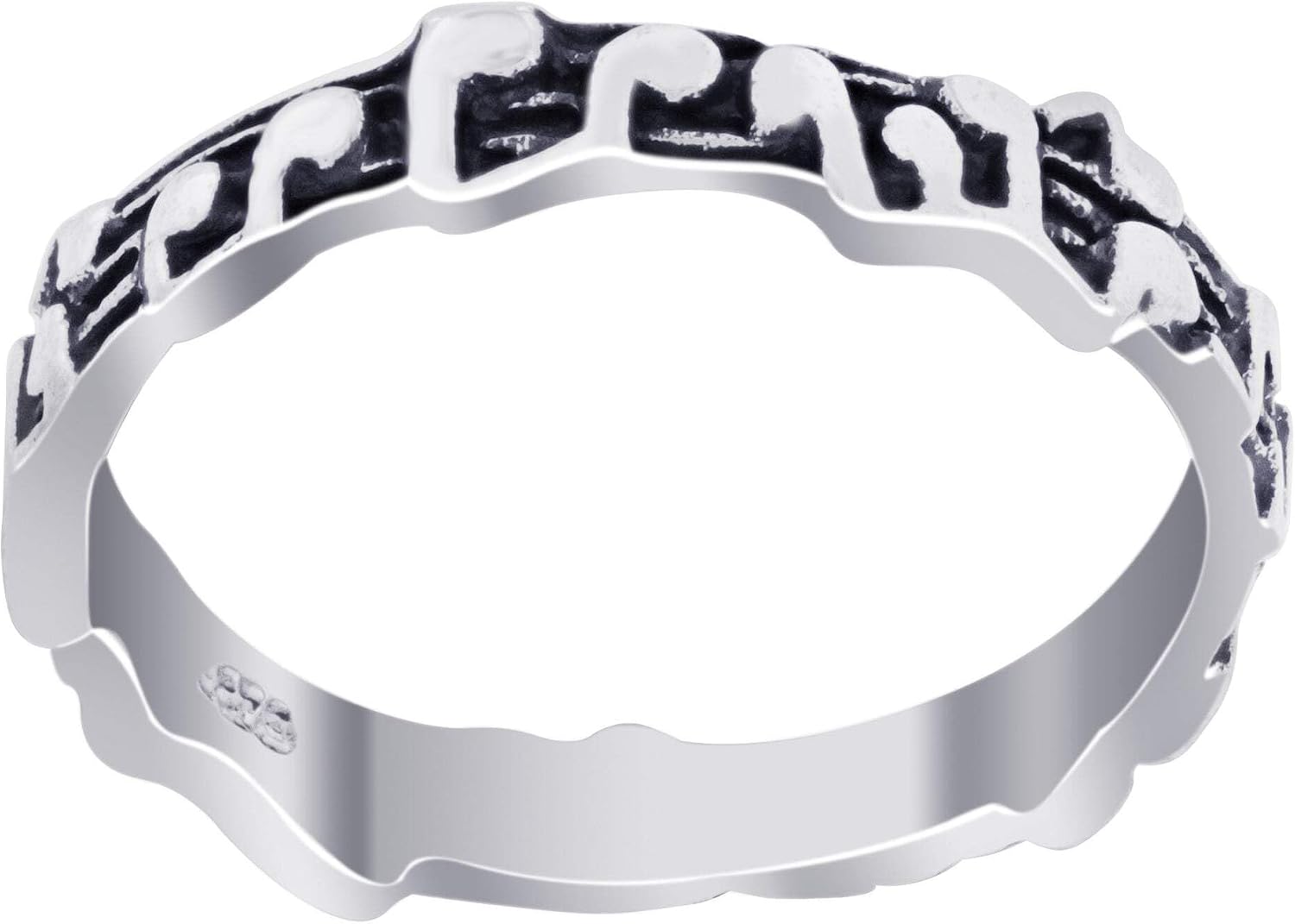 925 Sterling Silver 5mm Musical Notes Band Ring