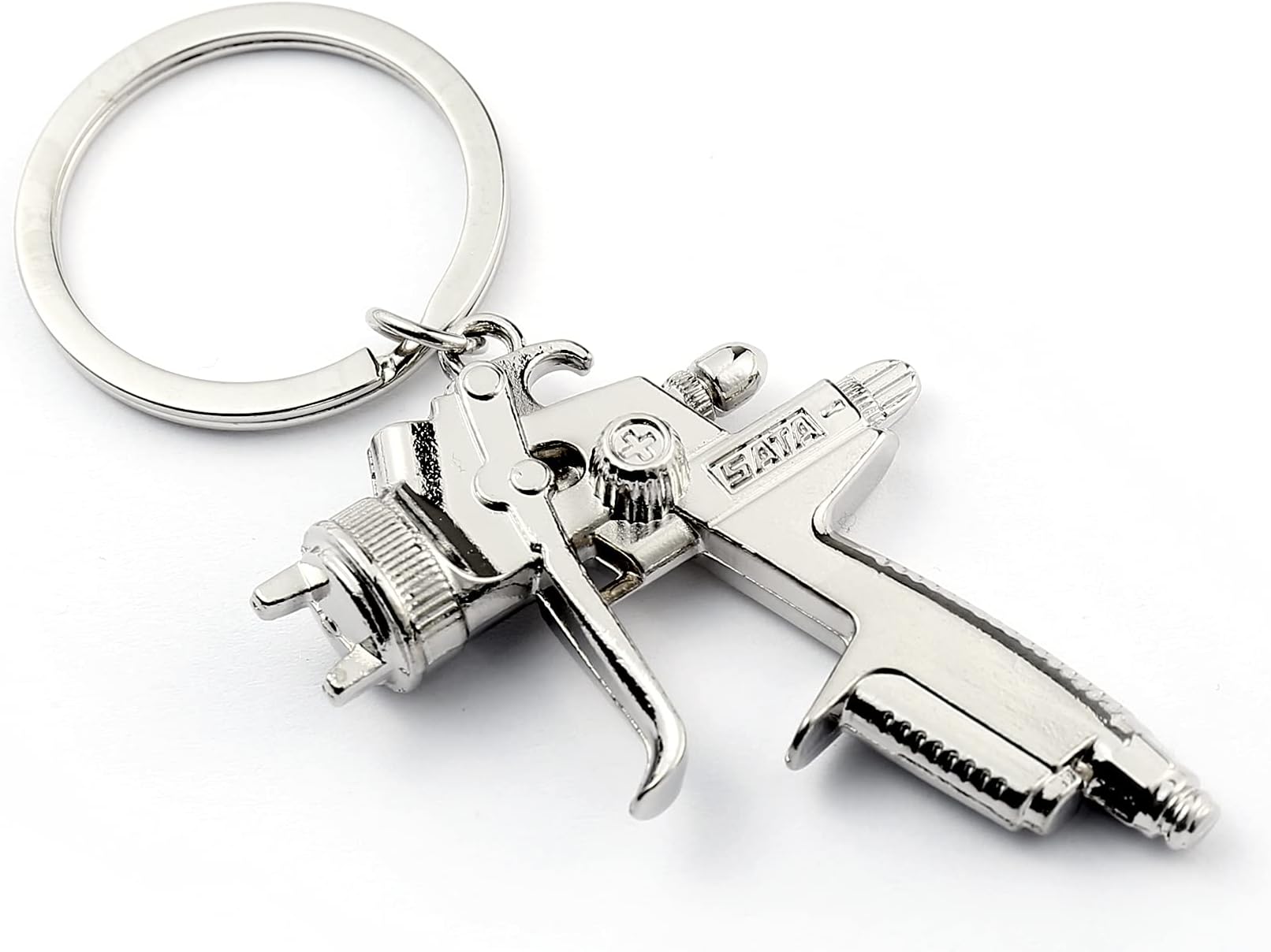 Spray Gun Metal Silver Keychain Paint Sprayer Key Ring Airbrush Key Chain Keyring