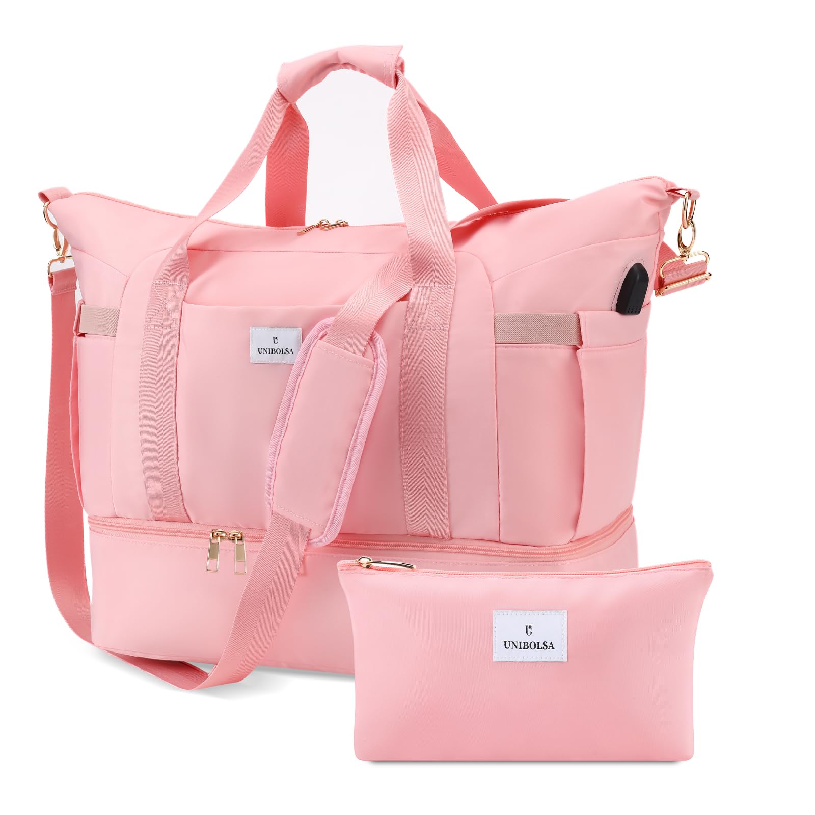 Weekender Bags for Women, Large Travel Duffel Bags with Shoe Compartment and USB Charging Port, Carry on Overnight Bag with Toiletry Bag for Gym,