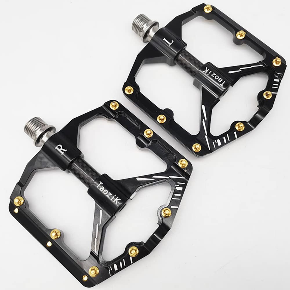 Titan-Schaft, drei Peilin-Pedale, Kohlefaser, rutschfestes Lager, Pedal, Aluminiumlegierung, Titanschaft, 3-Lager-Fahrradpedal für Mountainbike, Rennrad (schwarz)