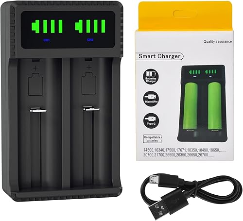 Miniatura 7 de Cargador de batería 18650, cargador de batería inteligente 21700 con pantalla LED para batería recargable 14500 16340 18350 18650 18490 17500 17670
