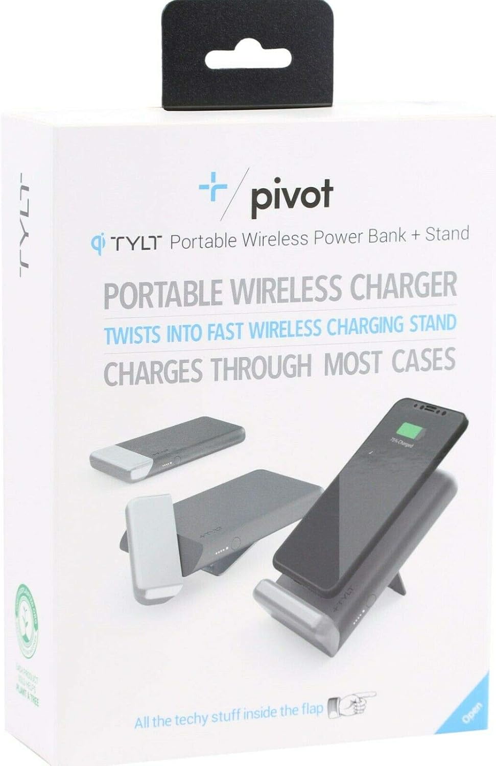 TYLT Pivot Portable Wireless Charging PAD and Desk Stand | Desk Stand Made for Apple iPhone, Samsung and Other QI Enabled Devices | Black WIRELSS Charger | QI Wireless Charger