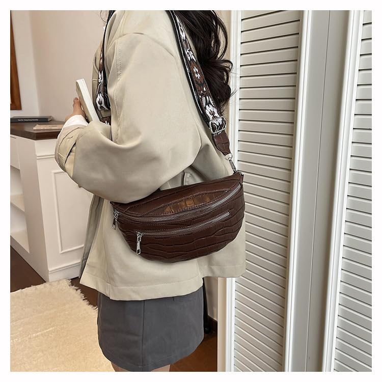 Image of Leather Chest Bag for Women, Crossbody Belt Bag Fanny Pack Purse Fashionable Waist Bags Handbag for Everyday Use Trip Walking Hiking