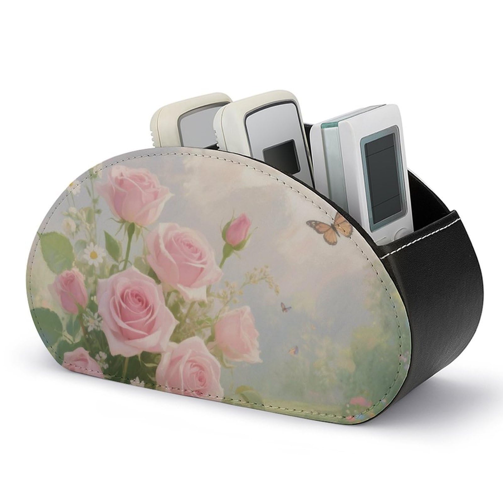 Support de télécommande TV rose et organiseur de bureau avec compartiments