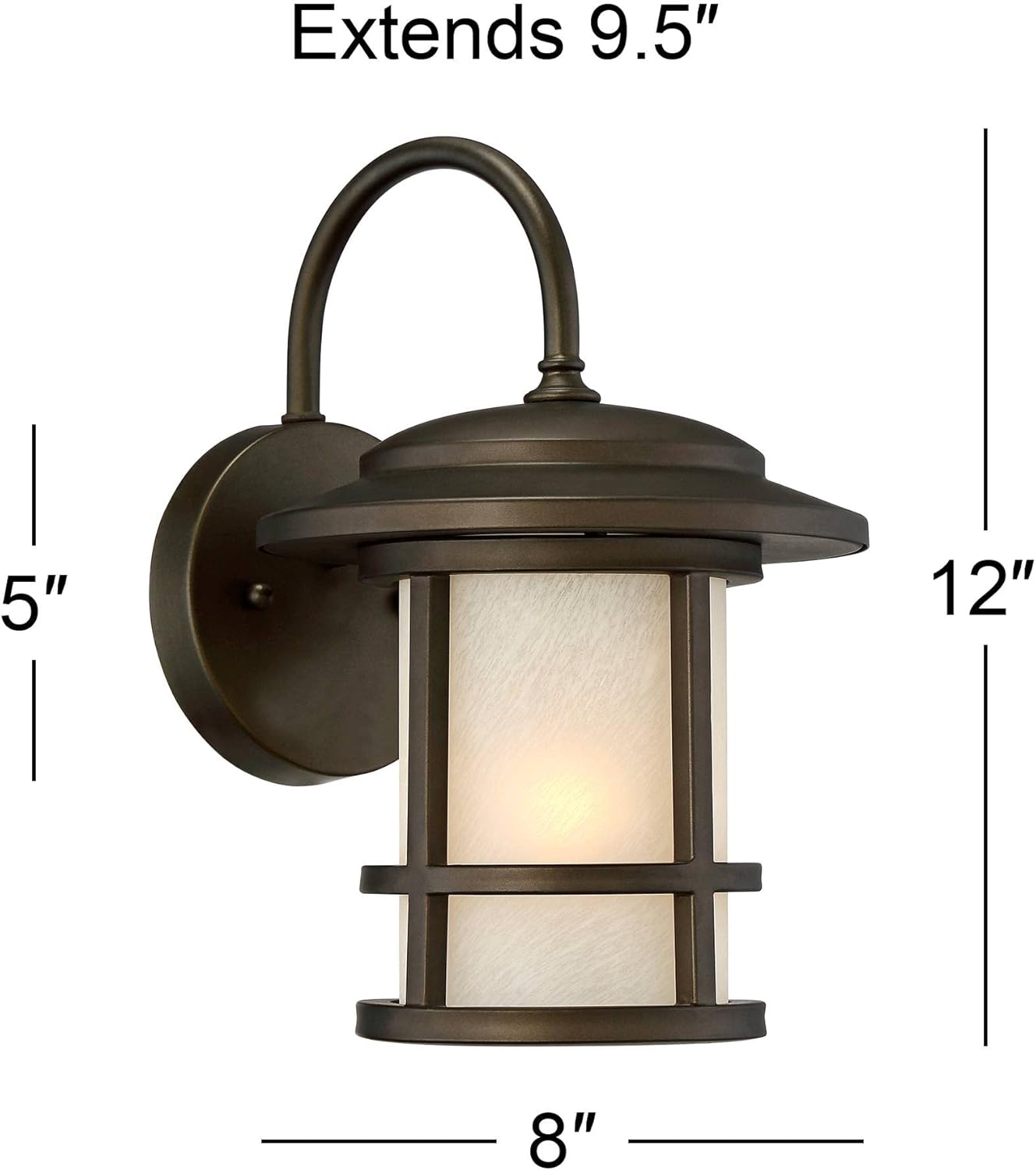 John Timberland Cressona Mission Modern Outdoor Wall Light Fixture Oil Rubbed Bronze 12" Etched Amber Glass for Exterior House Porch Patio Outside Deck Garage Yard Front Door Garden Home