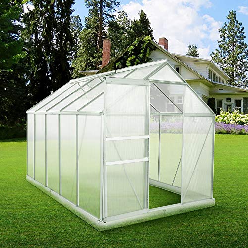 Zelsius - Aluminium Gewächshaus, Garten Treibhaus in verschiedenen Größen, mit Hohlkammerstegplatten, wahlweise mit Stahl-Fundament-Rahmen (190 x 310 cm - 6 mm Platten, mit Fundament) - 2