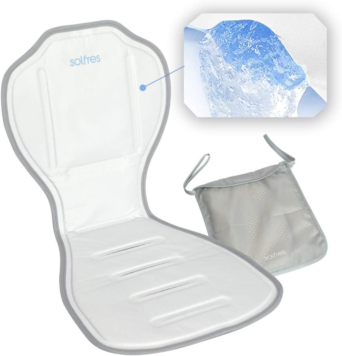 Solfres Hydro Gel Car Seat Cooler Mat for Baby. No Refrigeration Needed. Carseat and Stroller Cooling Pad Cushion Liner with Breathable 3D Mesh Anti-Slip Back. for Kids Toddlers 0-1 Yr 12-48 Months