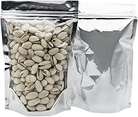 Vista 2 de Bolsa resellable de Mylar con cremallera para almacenamiento de alimentos, bolsas de papel de aluminio a prueba de olores, 5.5 x 7.9 pulgadas, 100