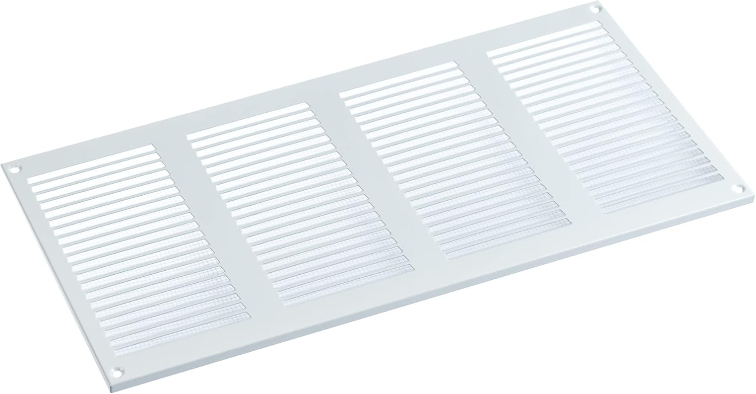 Blanco 400x200 mm Rejilla de Ventilacion con Mosquitera, Metalica