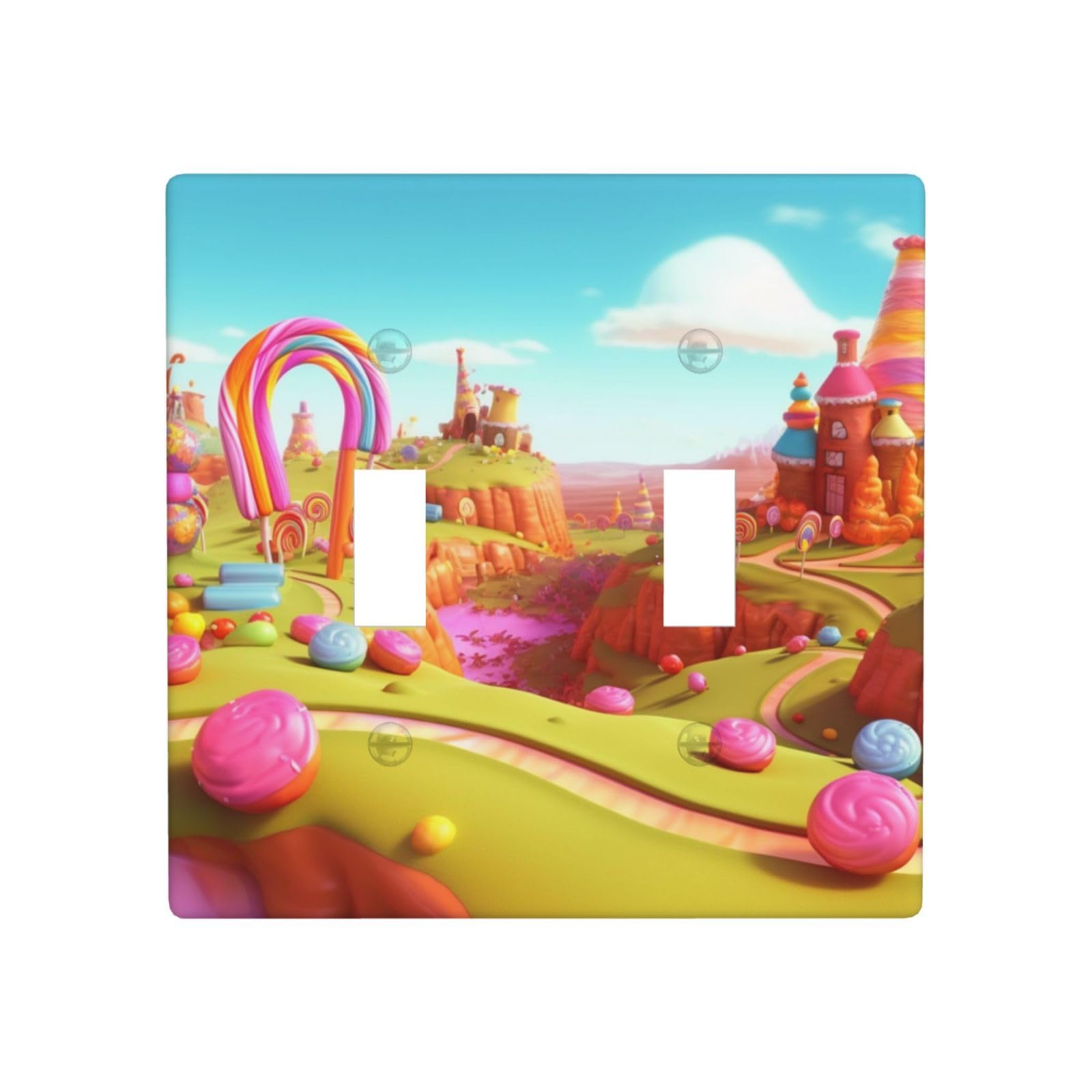 Decorator Double Toggle Light Switch Covers candyland Wall Plate 2-Gang Standard Size 4.5" x 4.5" Double Toggle Switch Wallplate Decorative 2 Gang Wall Switch Plate Covers