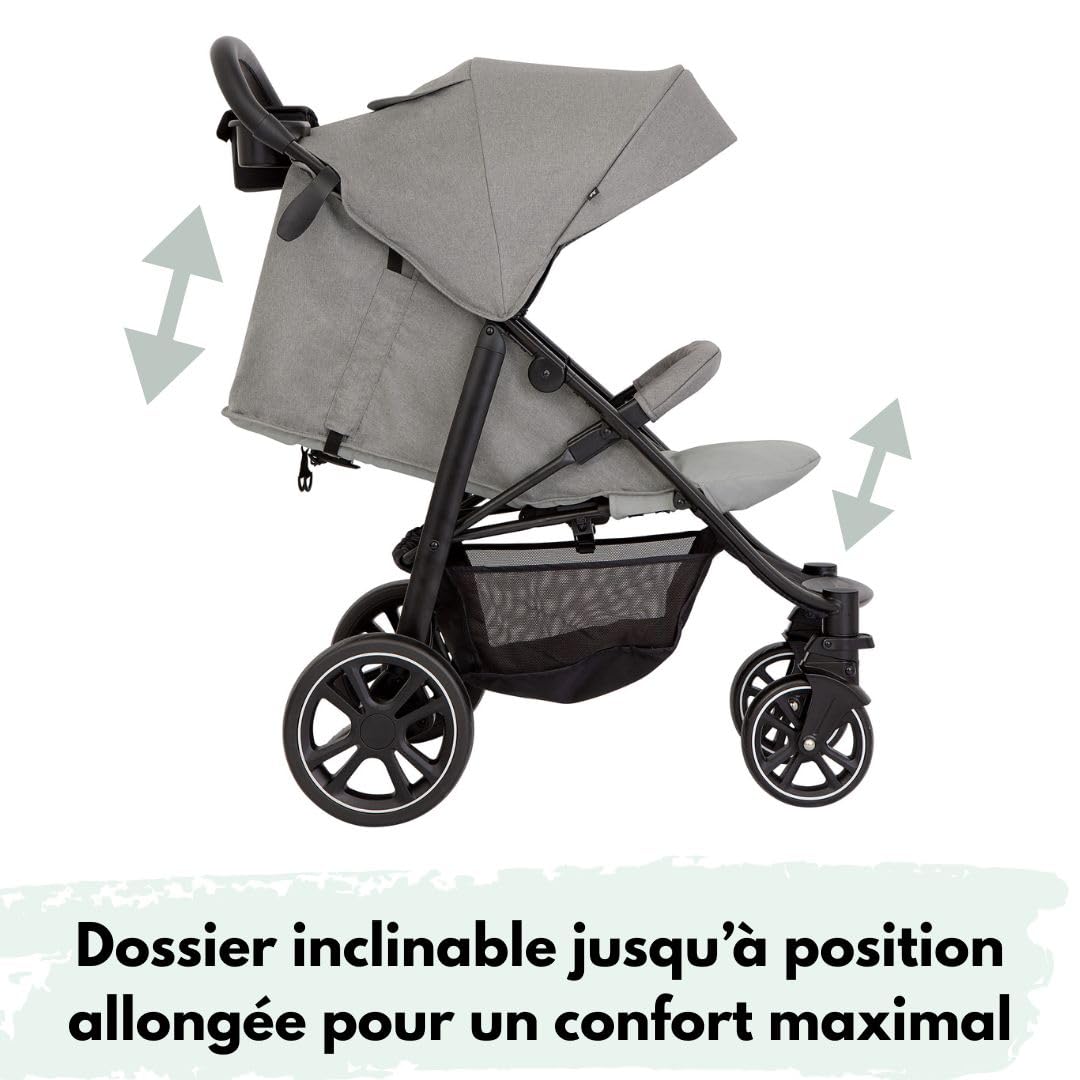 Graco EezeFold DLX – Poussette Compacte et Légère | Pliage à une Main, Suspension 4 Roues, Position Allongée, Grand Panier – Coloris Lunar Grey