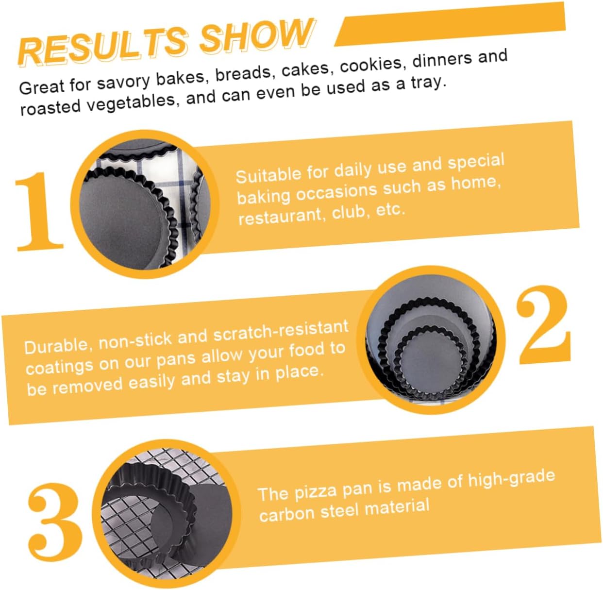 4pcs Non Stick Pie Tin round Carbon Steel Tart Pans