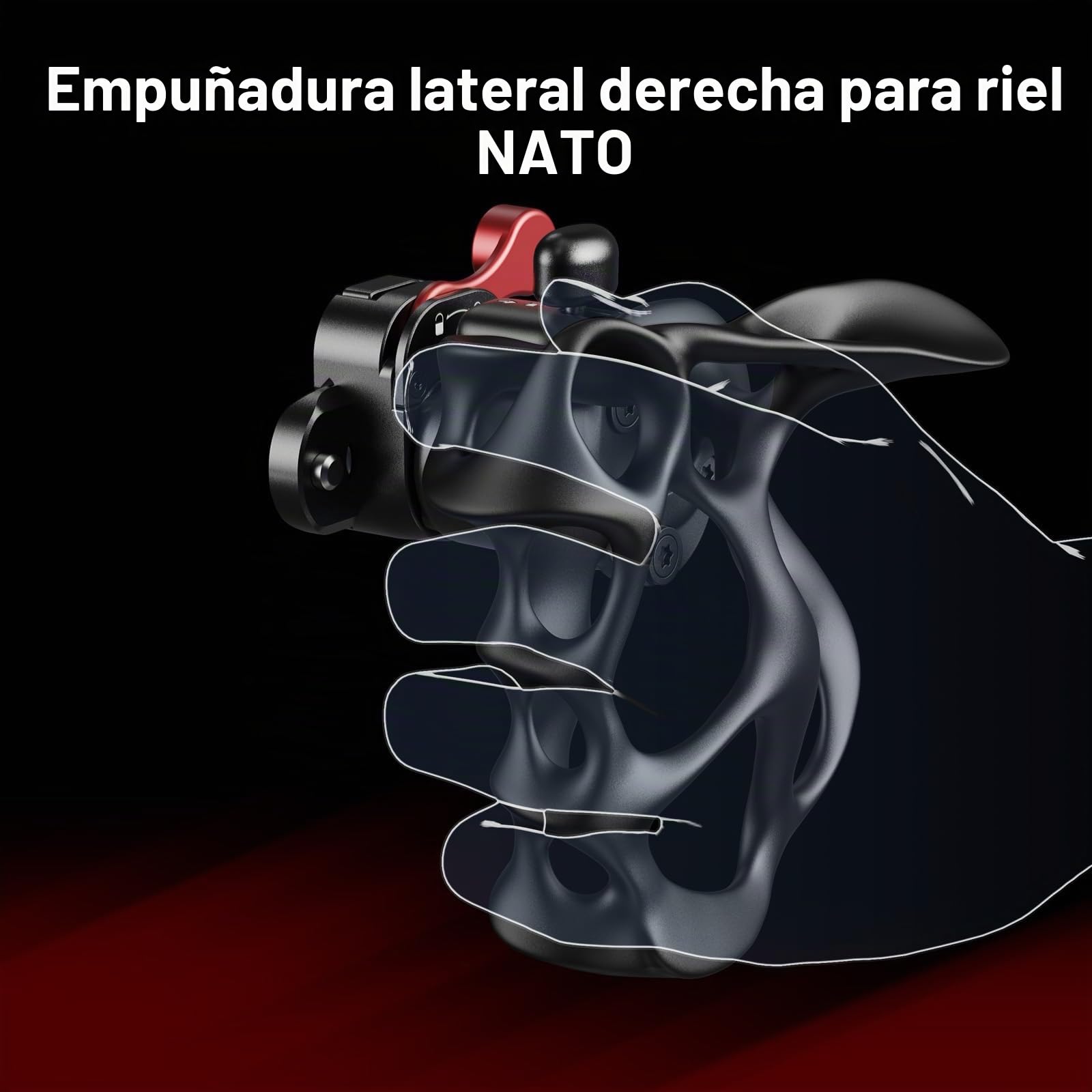 SMALLRIG Manija derecha hueca giratoria sin problemas de 360° con abrazadera NATO, incluye un riel NATO, carga de 15kg/33lb, liberación rápida para jaulas de cámara y arneses de hombro