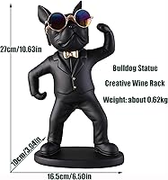 Vista 5 de French Bulldog Dog Wine Glass Rack,Puppy Statue Wine Glass Rack,Polyresin Wine Bottle Holder Creative Tabletop WineRacks Holder Display Stand for