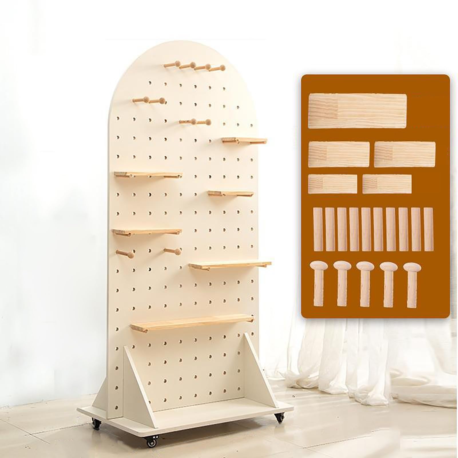 Support d'organisation mobile en bois : panneau d'affichage élégant 60 x 120 cm