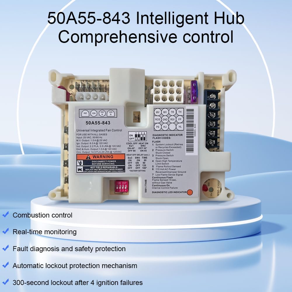 Ignition Control Board Replacement for White Rodgers 846 50A50-405 50A55-843, Furnace Control Board for Gas Heating Furnace