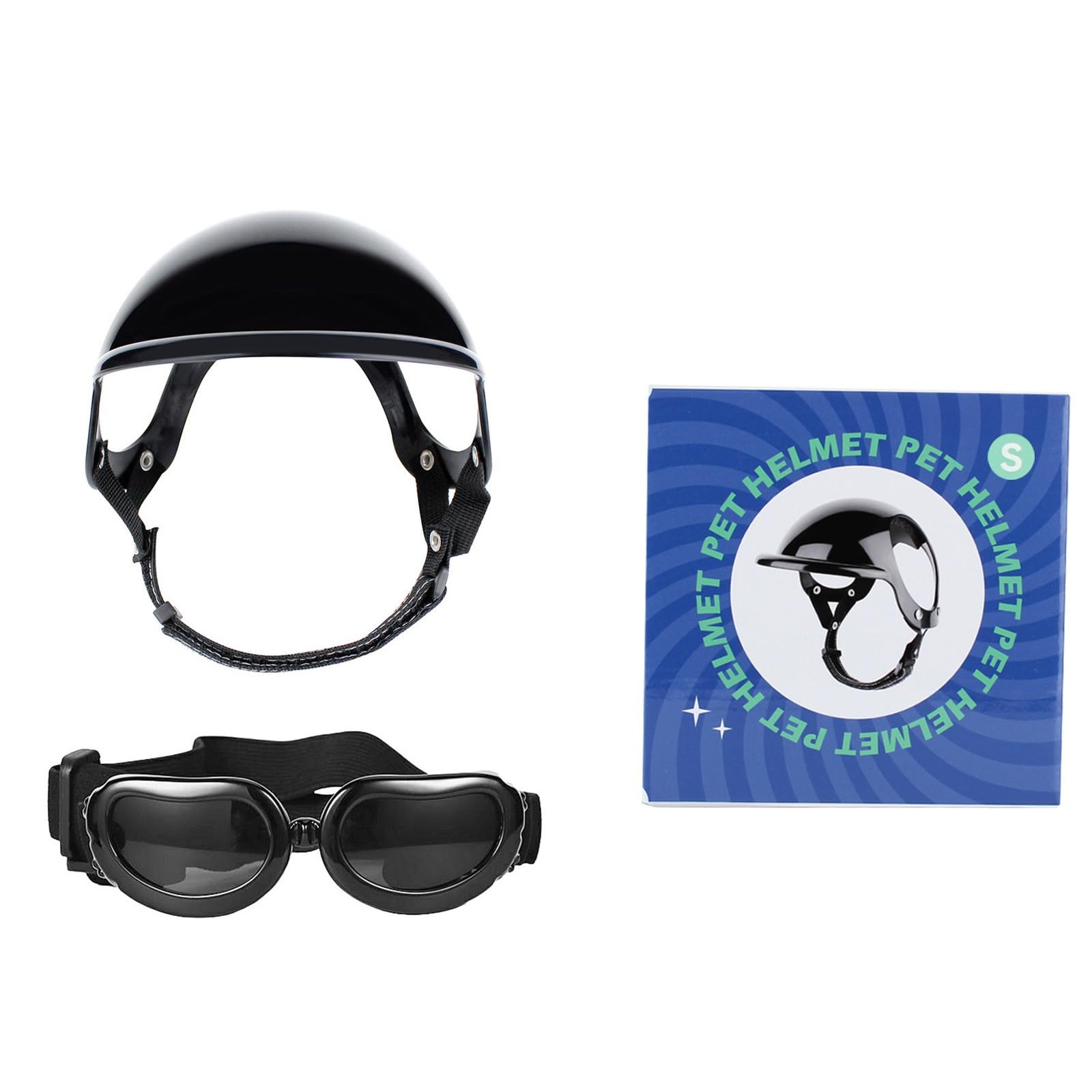 Lunettes protection pour petits chiens et casque réglable de moto pour animaux taille S