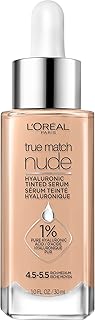 L'Oreal Paris True Match Nude Hyaluronic Tinted Serum Foundation with 1% Hyaluronic acid, Rich Medium 4.5-5.5, 1 fl. oz.