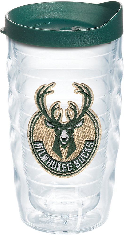 Tervis NBA Milwaukee Bucks Primary Logo Tumbler with Emblem and Hunter Green Lid 10oz Wavy, Clear