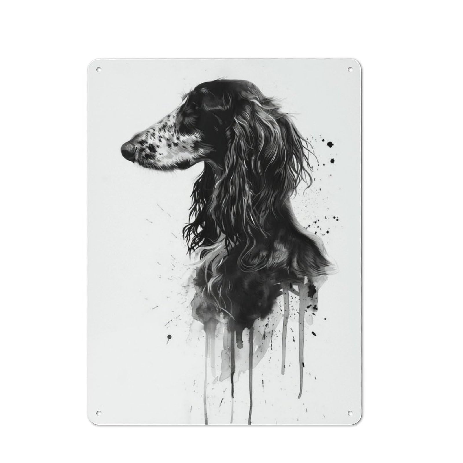 Vintage Metal Sign 40x30cm Featuring Afghan Hound Watercolor, Home Bar Decor for Cafe, Pub, Workshop Or Home Bar