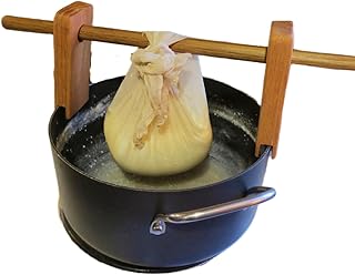 Cheese Making Kit, Dropper Pot for Cheese Making, Wooden Adjustable Cheese Dropper for Straining Cheese, Fruit, Butter and Vegetables, Cheese Dropper Tool Adjustable to Fit the Size of the Pot
