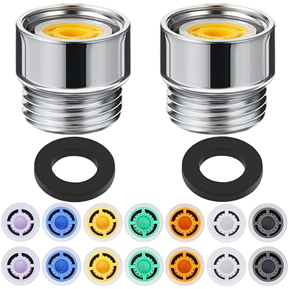 2-Pack Shower Flow Reducer Limiter Set Water Flow Saver Adapter, 1/2 Inch Flow Restrictor Control Valve for Fixed Shower Head Handheld Shower 1.2/1.5/1.8/2.0/2.2/2.5/3.0 GPM