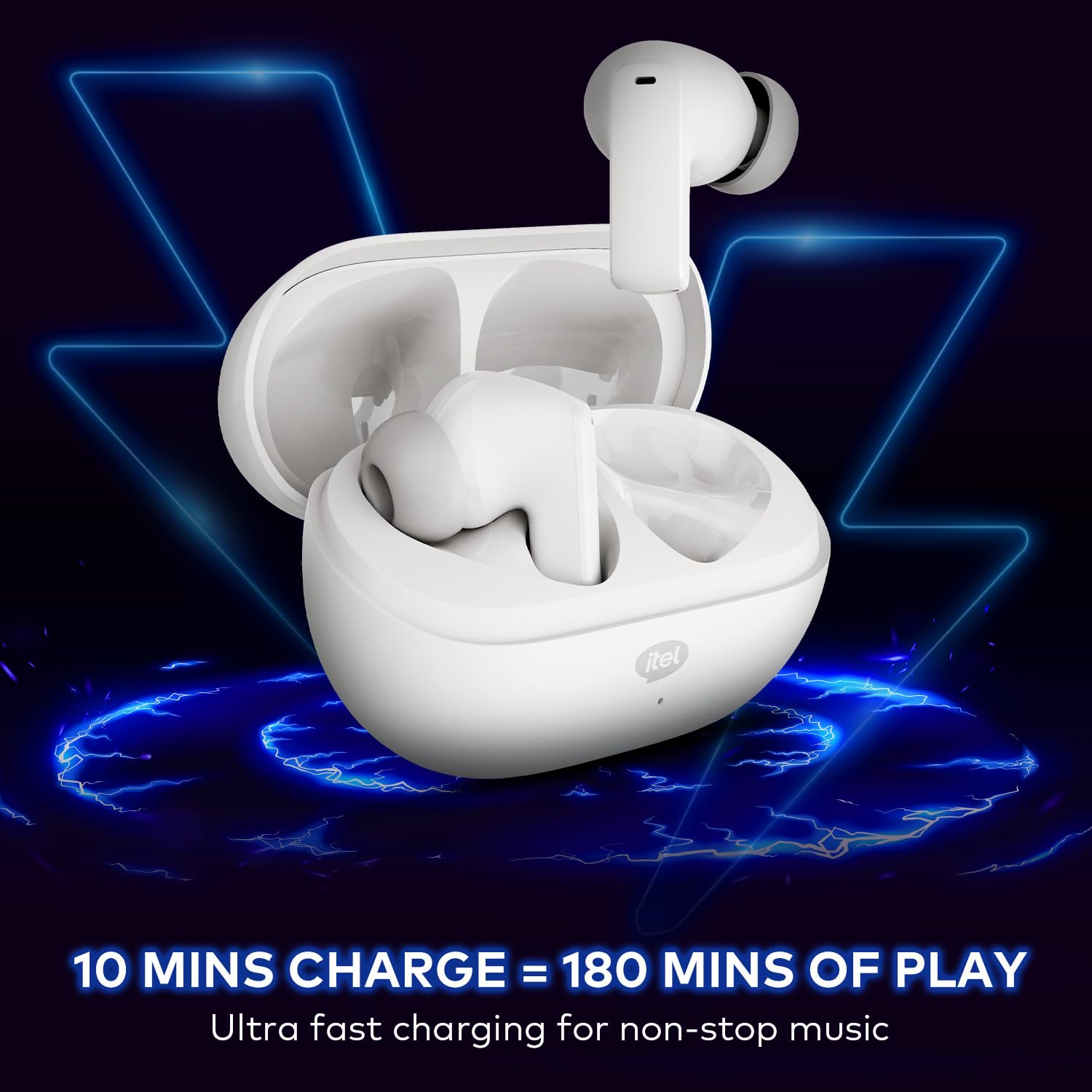 itel Rhythm Pro True Wireless Earbuds removed from case