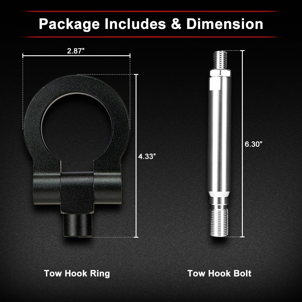 Black Racing Tow Hook Compatible with 2015–2021 WRX, 2013–2021 FR-S GT86 BRZ – Decorative Front Rear Track Style Towing Hook