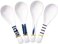 Vista 10 de Juego de 4 cucharas de sopa de cerámica asiática de porcelana de mango largo japonesas para fideos Pho Wonton Dumpling Rice