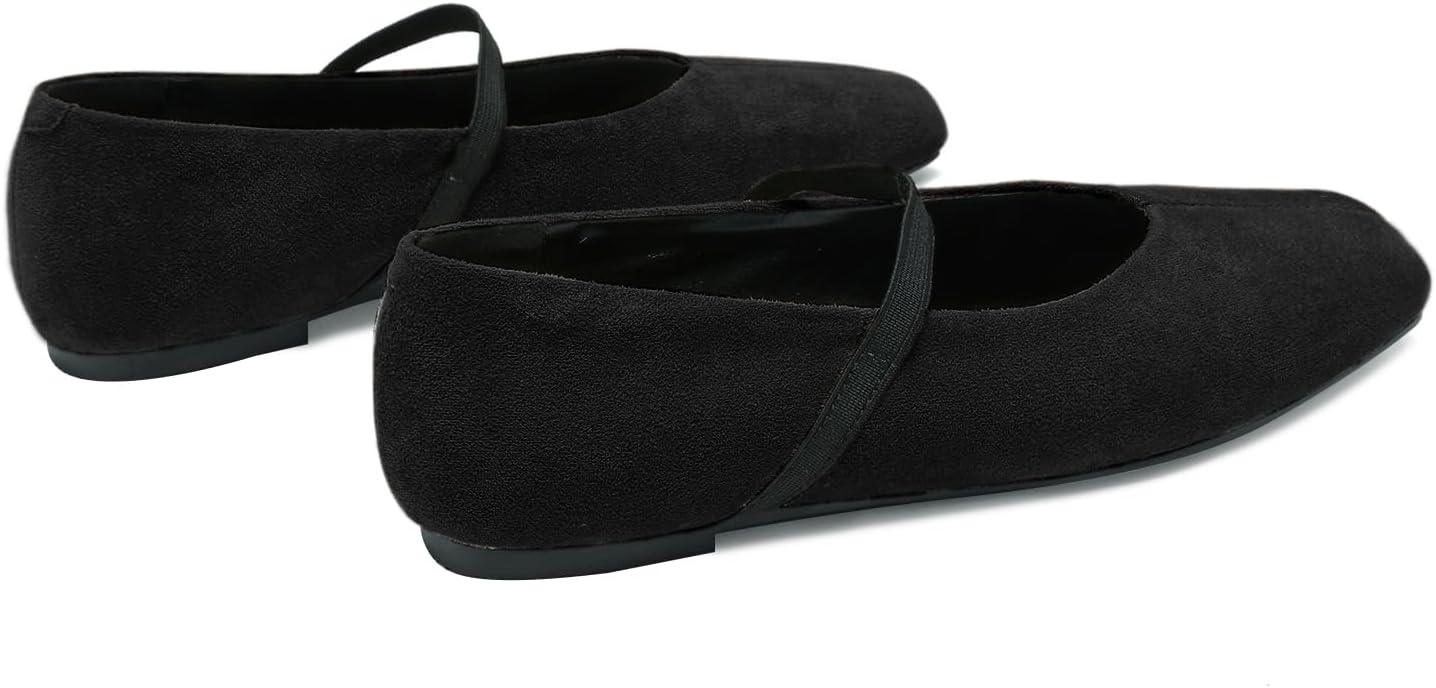 Ballet Flats for Women Square Toe Mary Jane Flat Comfort Slip On Work Ballerina Shoes with Elastic Strap - Image 5