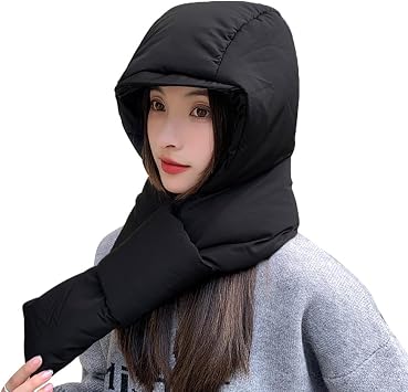 ITODA Windproof Hooded Scarf Hat Ear Protection Balaclava Full Hood Hat Waterproof Trapper Warm Skiing Cycling Outdoor Cap