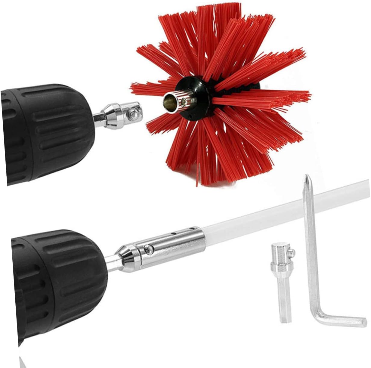 1set Chimney Brush Extendable Rods High-Temperature Resistant Flue Cleaning Tool for Efficient Fireplace and Dryer Vent Maintenance