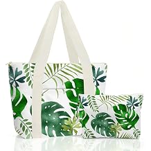 IAXIC Summer Print Tote & Wet Bag Combo, Waterproof Multi-purpose Storage Bag for Travel Beach Gym Gifts