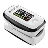 ESPOO Pulse Oximeter with 20 Memory, Oxygen Monitor Fingertip 4 Color TFT Display(SPO2), Alarm & Brightness Adjustable, Batteries & Lanyard Include(White&Black)